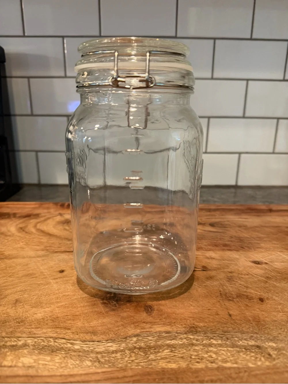 (4) Storage Jars w/ hinged lids - tight seal - 1 IKEA KORKEN 1.9 qt + 3 Mason